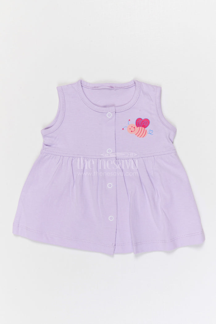 The Nesavu Baby Frocks Baby Girl Cotton Frock for Casual Wear and Playdates Nesavu 10 (NB) / Half white / Cotton BFJ947A-10 Nesavu Baby Girl Cotton Frock For Daily Wear Sleeveless Jersey Dress For Infants