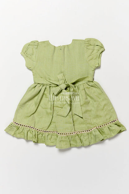 The Nesavu Girls Cotton Frock Baby Girl Cotton Frock for Casual Wear and Playtime Nesavu Nesavu baby girl cotton frock embroidered motifs casual outings playtime wear