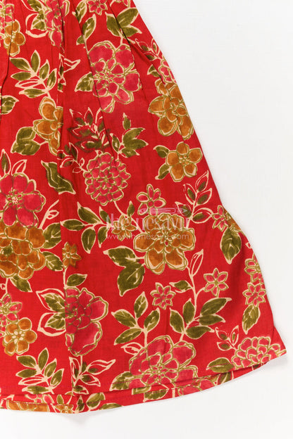 The Nesavu Girls Cotton Frock Baby Girl Cotton Frock for Everyday Festive Charm Nesavu Nesavu baby girl cotton frock in orange with floral digital print for festive and casual days