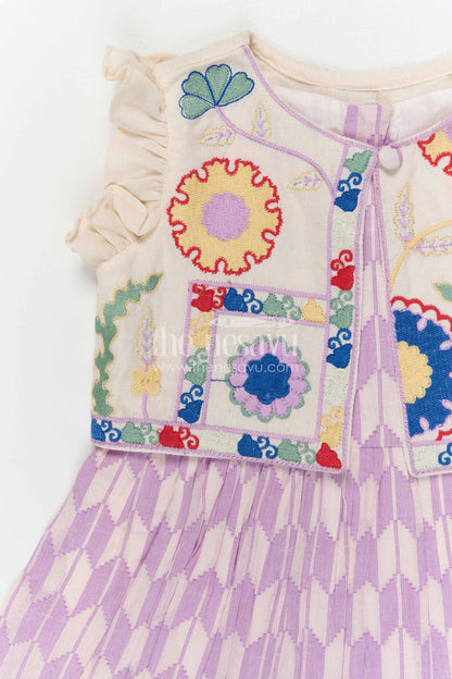 The Nesavu Girls Cotton Frock Baby Girl Cotton Frock for Festive Outings and Special Occasions Nesavu Nesavu baby girl cotton frock with embroidered jacket style for festive outings and special occasions