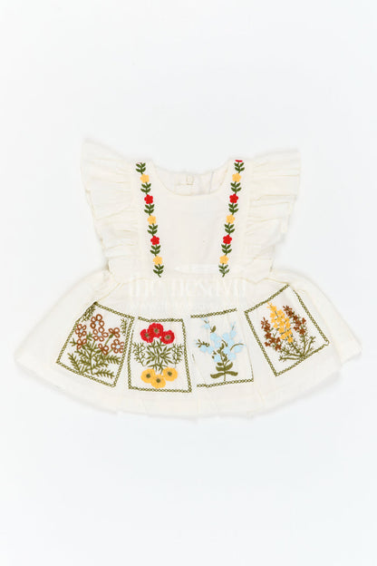 The Nesavu Baby Cotton Frocks Baby Girl Cotton Frock for Festive Wear and Small Functions Nesavu Nesavu Baby Girl Cotton Frock For Festive Wear With Thread Embroidery Sleeveless Ethnic Style Dress