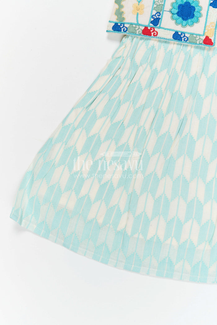 The Nesavu Girls Cotton Frock Baby Girl Cotton Frock for Outings and Casual Celebrations Nesavu Nesavu baby girl cotton frock with thread embroidery and layered design for outings and casual wear