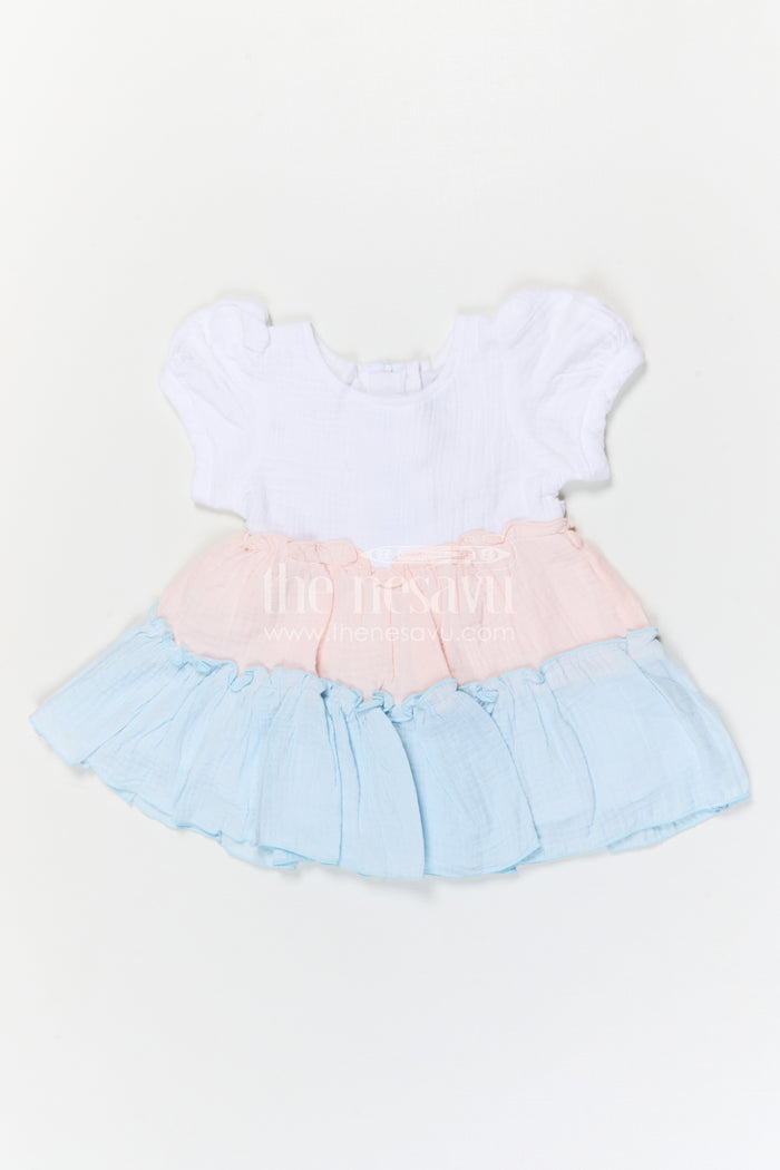The Nesavu Baby Cotton Frocks Baby Girl Cotton Frock for Summer Outings and Baby Pictures Nesavu Nesavu baby girl muslin cotton frock for summer outings and baby photos with layered design