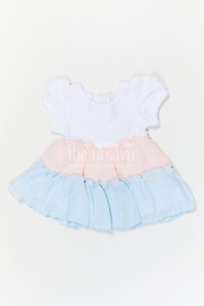The Nesavu Baby Cotton Frocks Baby Girl Cotton Frock for Summer Outings and Baby Pictures Nesavu Nesavu baby girl muslin cotton frock for summer outings and baby photos with layered design