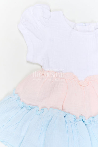 The Nesavu Baby Cotton Frocks Baby Girl Cotton Frock for Summer Outings and Baby Pictures Nesavu Nesavu baby girl muslin cotton frock for summer outings and baby photos with layered design