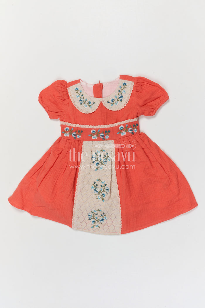 The Nesavu Girls Cotton Frock Baby Girl Cotton Frock for Summer Outings and Daily Comfort Nesavu Nesavu baby girl muslin cotton frock with thread embroidery for summer outings and daily comfort