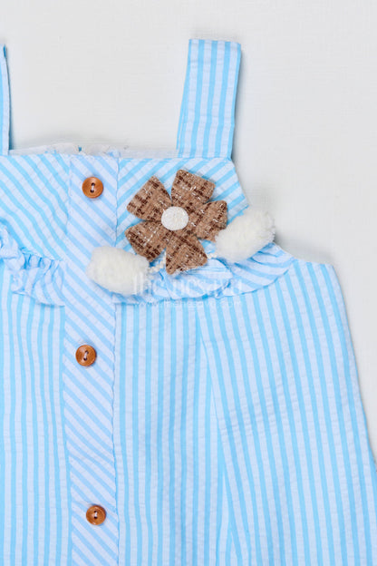 The Nesavu Girls Cotton Frock Baby Girl Cotton Frock for Summer Outings and Family Gatherings Nesavu Nesavu baby girl seer sucker cotton frock for summer outings and casual wear with button front design