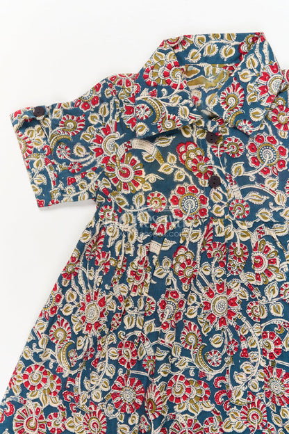 The Nesavu Girls Cotton Frock Baby Girl Cotton Frock for Summer Outings and Playdates Nesavu Nesavu baby girl cotton frock with multicolor floral print for summer playdates