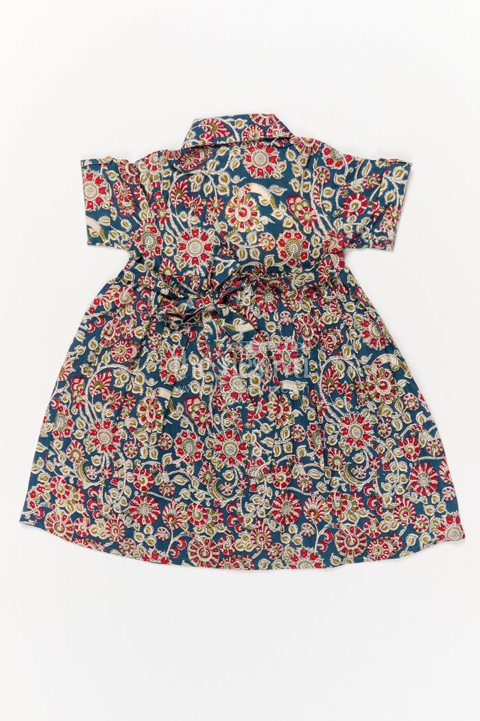 The Nesavu Girls Cotton Frock Baby Girl Cotton Frock for Summer Outings and Playdates Nesavu Nesavu baby girl cotton frock with multicolor floral print for summer playdates