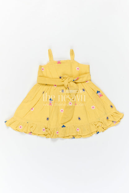 The Nesavu Girls Cotton Frock Baby Girl Cotton Frock for Summer Outings and Playful Days Nesavu Nesavu Baby Girl Muslin Cotton Frock For Summer Outings With Thread Embroidery And Breathable Comfort