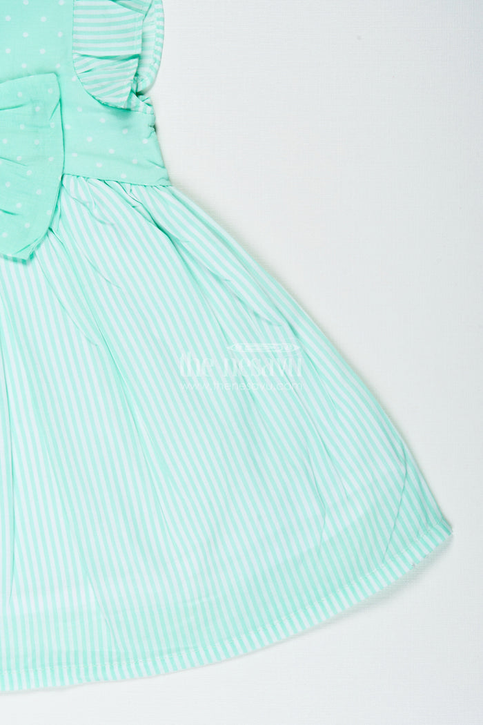 The Nesavu Girls Cotton Frock Baby Girl Cotton Frock with Bow Detail for Birthdays and Playdates Nesavu Nesavu baby girl cotton frock bow stripe pattern  perfect playdates casual parties
