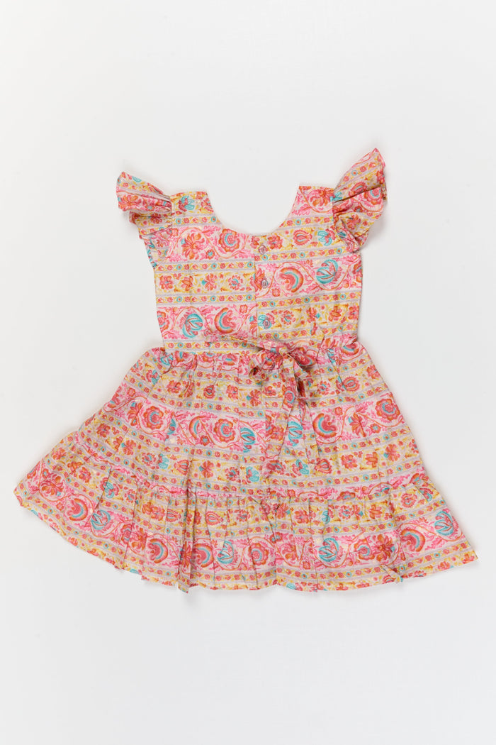 The Nesavu Girls Cotton Frock Baby Girl Cotton Frock with Ethnic Floral Print for Festive Casual Days Nesavu Nesavu baby girl cotton frock with ethnic floral print for birthdays and casual festive moments