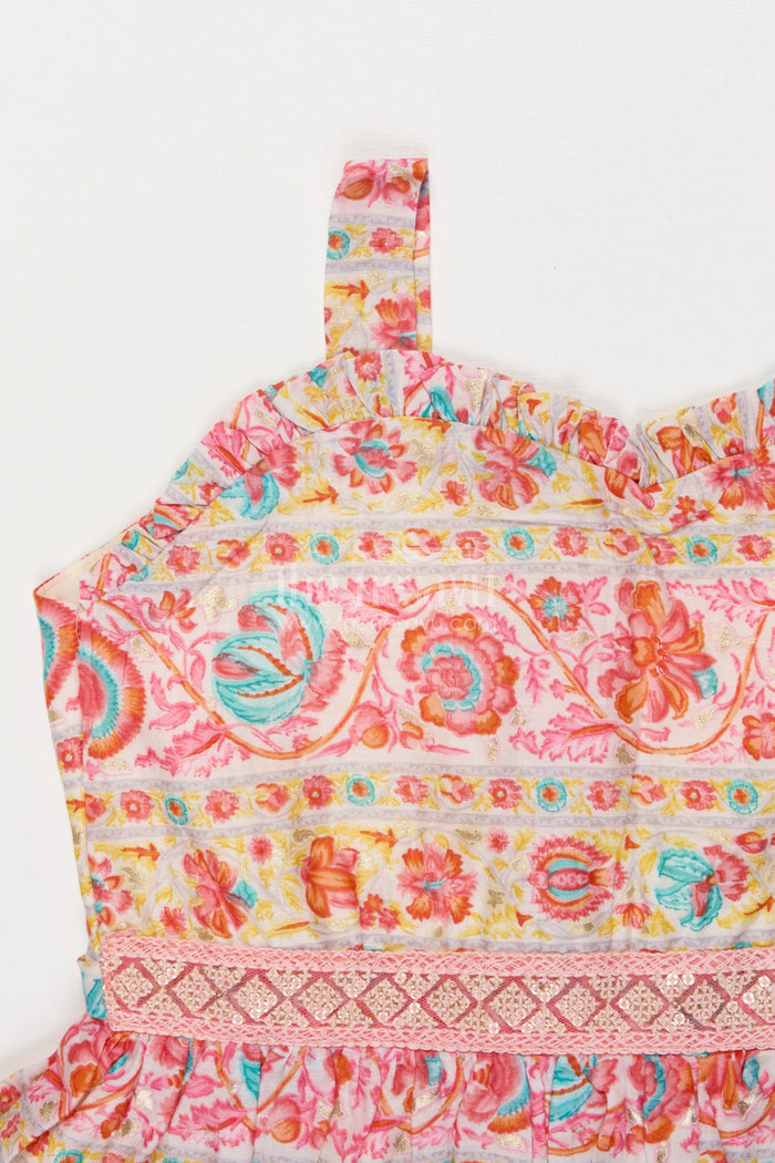 The Nesavu Girls Cotton Frock Baby Girl Cotton Frock with Festive Prints for Family Gatherings Nesavu Nesavu baby girl cotton frock with traditional digital print for festive celebrations