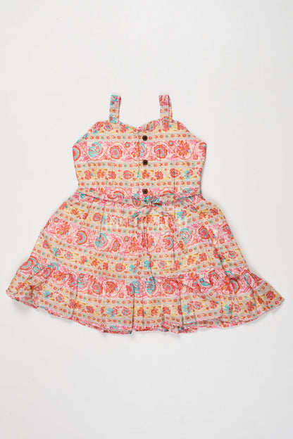 The Nesavu Girls Cotton Frock Baby Girl Cotton Frock with Festive Prints for Family Gatherings Nesavu Nesavu baby girl cotton frock with traditional digital print for festive celebrations