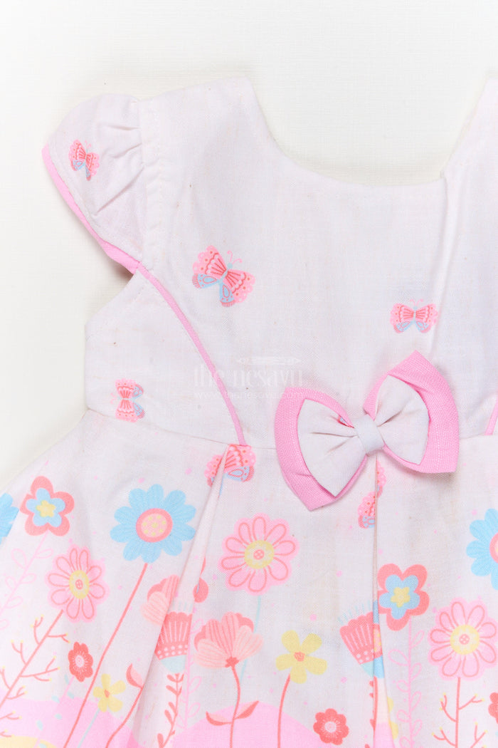 The Nesavu Baby Cotton Frocks Baby Girl Cotton Frock with Floral Digital Print for Festive Casuals Nesavu Nesavu baby girl floral cotton frock with ombré digital print for festive-casual moments