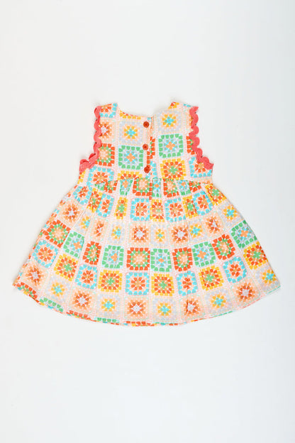 The Nesavu Girls Cotton Frock Baby Girl Cotton Frock with Prints for Everyday Twirls and Comfort Nesavu Nesavu baby girl cotton frock multicolor print everyday wear playdates summer comfort