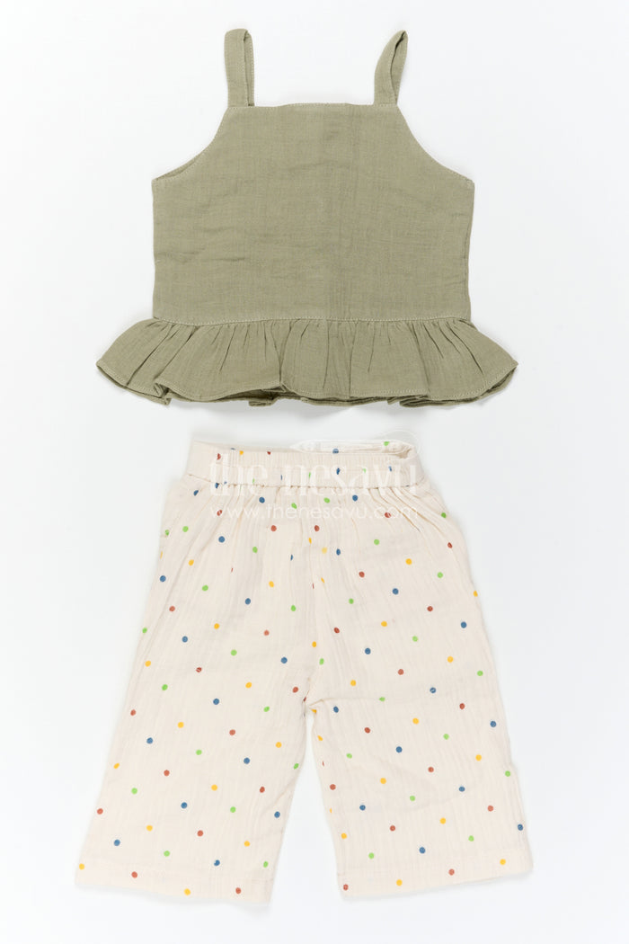 The Nesavu Baby Casual Sets Baby Girl Cotton Outfit Set for Daily Wear and Playtime Nesavu Nesavu Baby Girl Muslin Cotton Casual Outfit Set With Sleeveless Top And Printed Pants For Daily Comfort