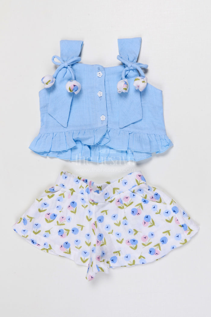 The Nesavu Baby Casual Sets Baby Girl Cotton Top and Printed Shorts Set for Daily Wear Nesavu 14 (6M) / Multicolor / Muslin Cotton BFJ951A-14 Nesavu Baby Girl Muslin Cotton Top And Printed Shorts Set For Daily Wear And Summer Comfort