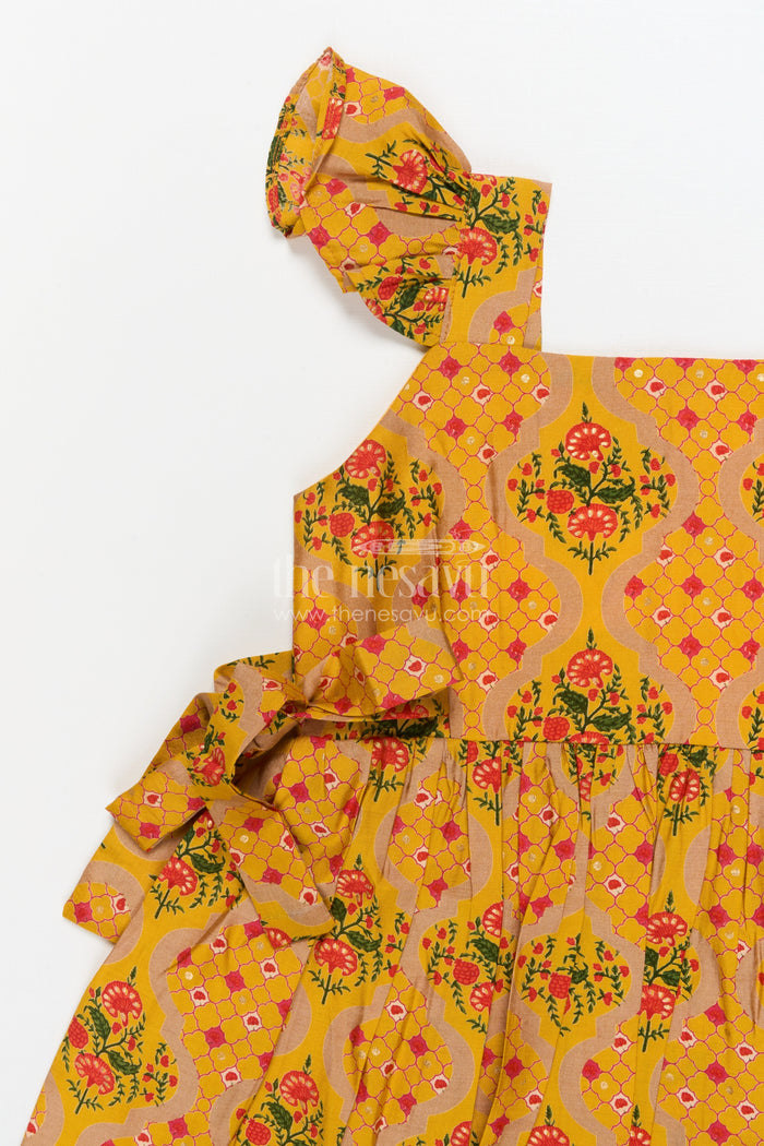 The Nesavu Girls Fancy Frock Baby Girl Dress for Birthdays and Festive Parties Nesavu Nesavu baby girl festive frock with vibrant print for birthdays and special occasions