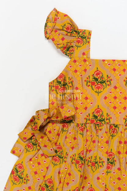 The Nesavu Girls Fancy Frock Baby Girl Dress for Birthdays and Festive Parties Nesavu Nesavu baby girl festive frock with vibrant print for birthdays and special occasions