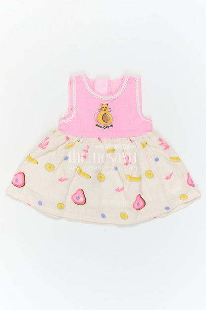 The Nesavu Baby Frocks Baby Girl Dress for Casual Outings and Everyday Play Nesavu Nesavu Baby Girl Muslin Cotton Dress For Casual Outings And Everyday Play With Digital Print And Patch Detail