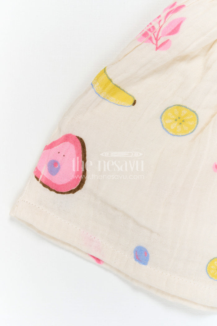 The Nesavu Baby Frocks Baby Girl Dress for Casual Outings and Everyday Play Nesavu Nesavu Baby Girl Muslin Cotton Dress For Casual Outings And Everyday Play With Digital Print And Patch Detail