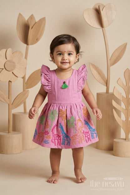 The Nesavu Baby Cotton Frocks Baby Girl Embroidered Cotton Frock for Birthdays and Festive Gatherings Nesavu 14 (6M) / Pink / Cotton BFJ960B-14 Nesavu baby girl cotton embroidered frock for birthdays festive gatherings and baby occasions