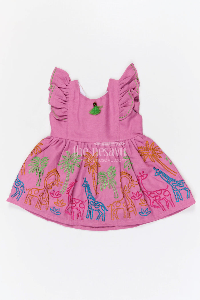 The Nesavu Baby Cotton Frocks Baby Girl Embroidered Cotton Frock for Birthdays and Festive Gatherings Nesavu 14 (6M) / Pink / Cotton BFJ960B-14 Nesavu baby girl cotton embroidered frock for birthdays festive gatherings and baby occasions