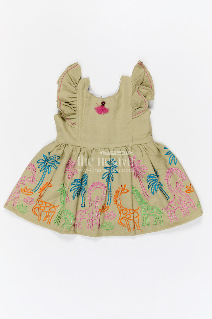 The Nesavu Baby Cotton Frocks Baby Girl Embroidered Cotton Frock for Festive Outings and Celebrations Nesavu 14 (6M) / Green / Cotton BFJ960A-14 Nesavu baby girl cotton embroidered frock for festive outings birthdays and baby celebrations
