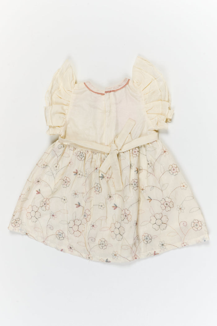 The Nesavu Girls Cotton Frock Baby Girl Embroidered Frock for Naming Ceremony and Family Events Nesavu Nesavu baby girl embroidered georgette frock for naming ceremony and traditional celebrations