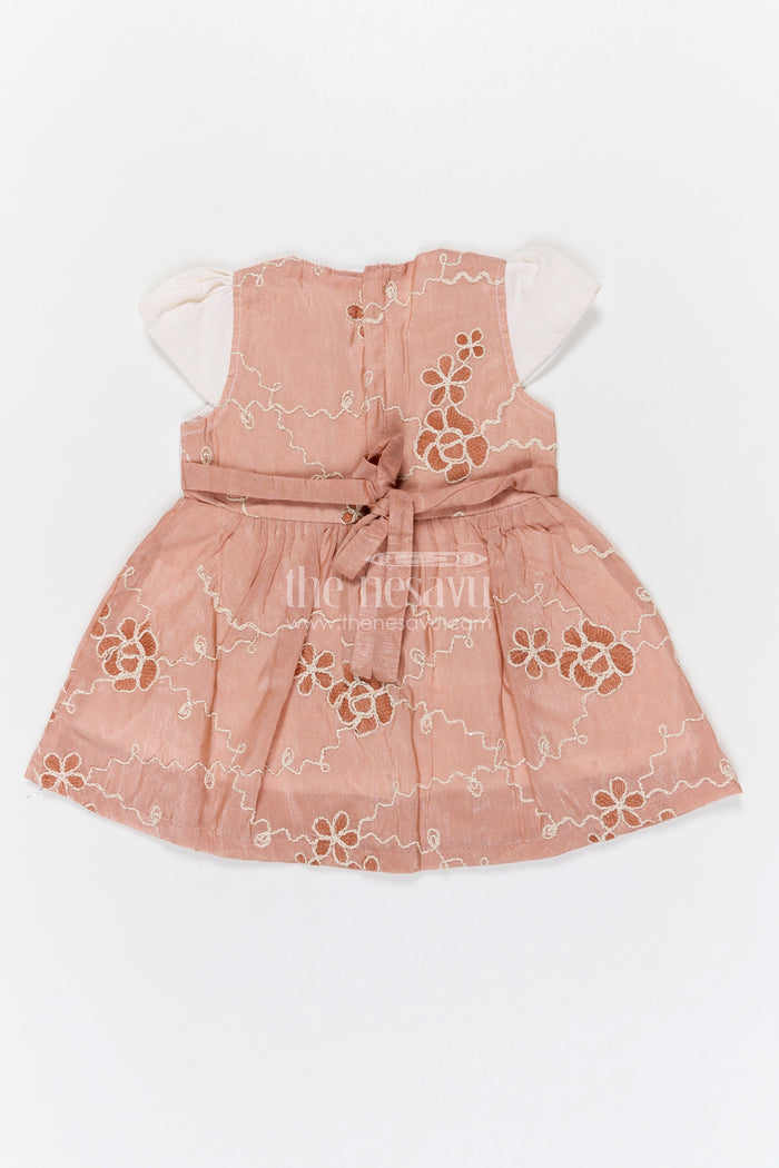 The Nesavu Baby Fancy Frock Baby Girl Embroidered Party Frock for Birthdays and Family Celebrations Nesavu Nesavu baby girl embroidered party frock with jacket style design for birthdays and celebrations
