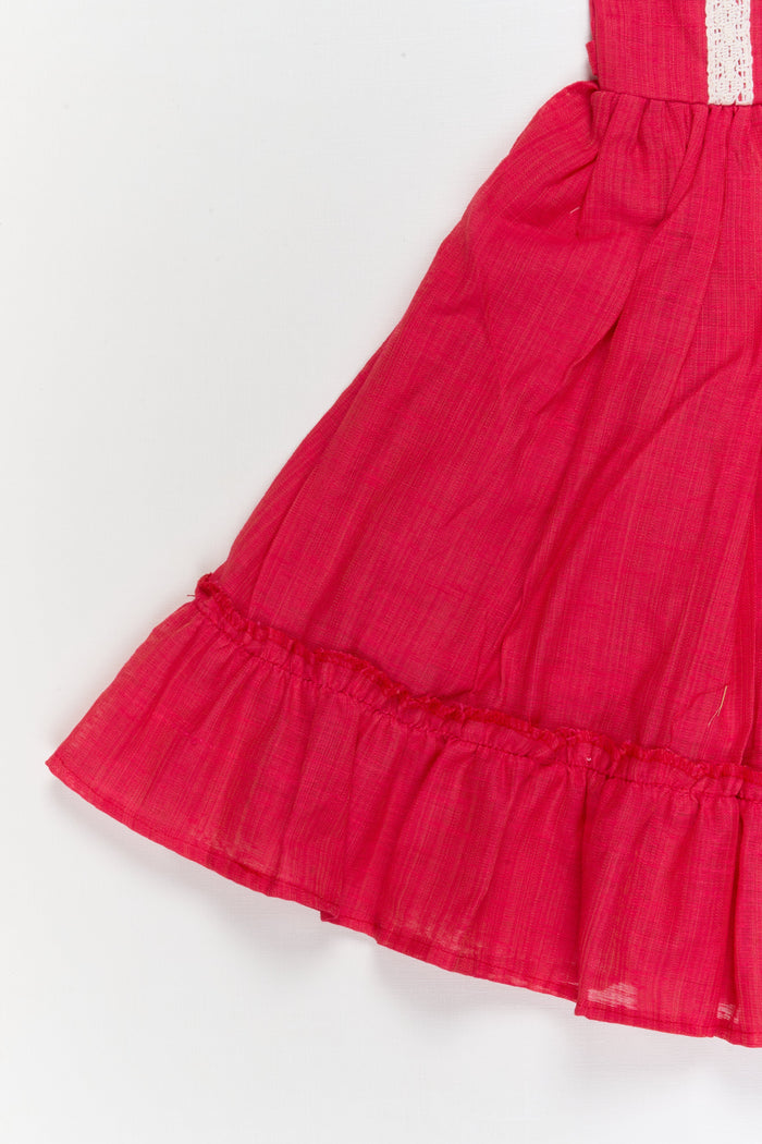 The Nesavu Girls Chanderi Frock Baby Girl Ethnic Frock in Chanderi Cotton with Soft Lace for Poojas and Outings Nesavu Nesavu baby girl chanderi cotton frock with lace and ruffle detail for poojas and festive family events