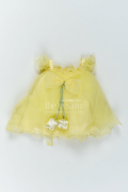 The Nesavu Girls Fancy Party Frock Baby Girl Fairy Frock for Milestone Birthdays and Celebration Portraits Nesavu 12 (3M) / Yellow / Plain Net PF330B-12 Nesavu Baby Girl Fairy Net Frock For Milestone Birthdays Celebration Portraits And Special Family Occasions