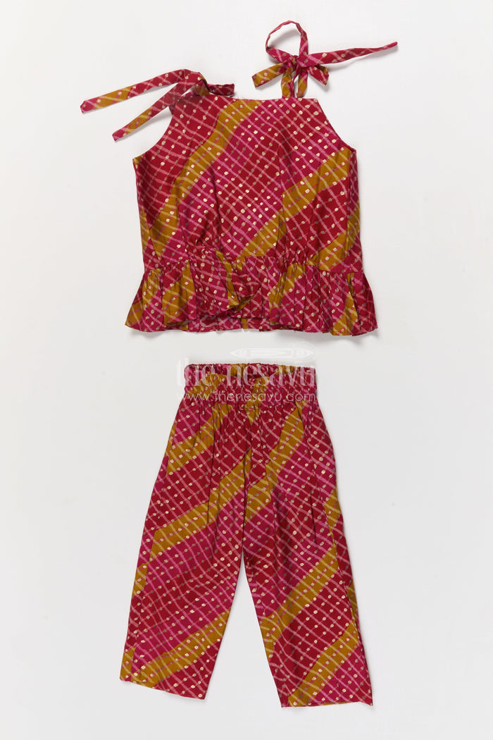 The Nesavu Girls Co-Ord Sets Baby Girl Festive Co-ord Set in Modal Silk for Weddings and Ethnic Days Nesavu Nesavu baby girl festive co-ord set in modal silk with traditional digital print