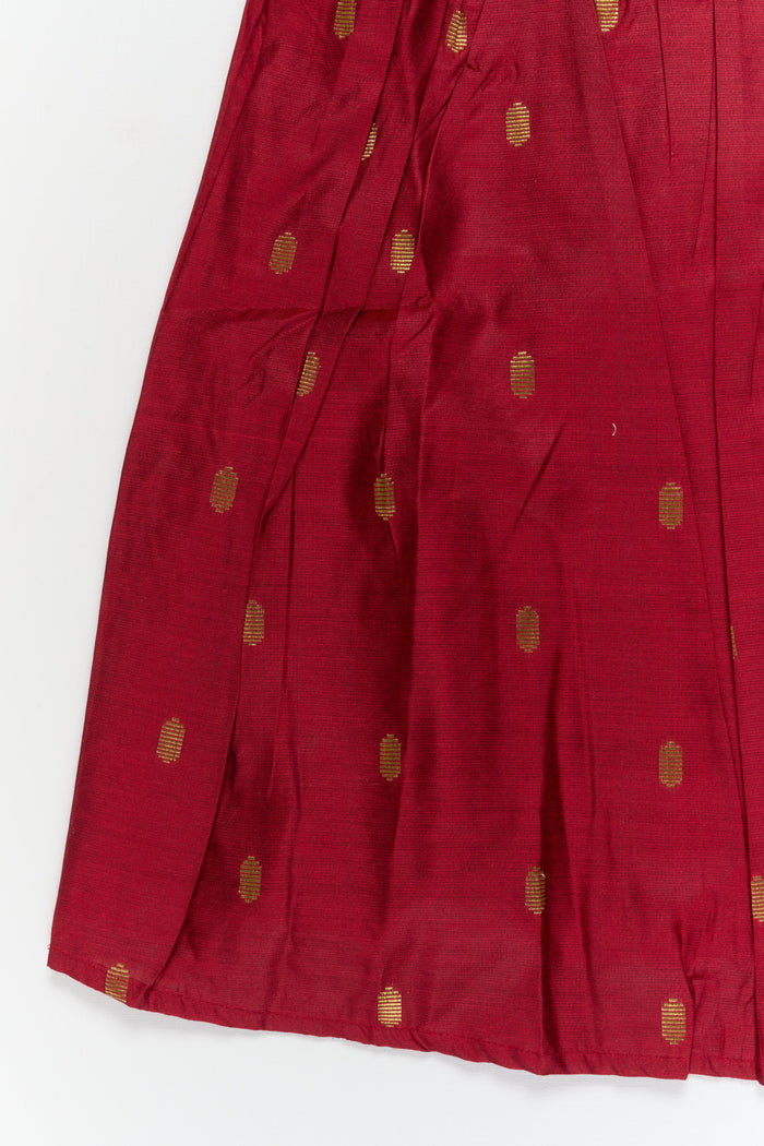 The Nesavu Girls Chanderi Frock Baby Girl Festive Frock for Birthday Parties and Poojas Nesavu Nesavu baby girl festive silk frock with golden butti for birthdays and pooja celebrations
