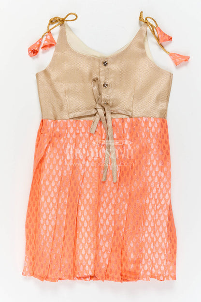The Nesavu Tie-up Frock Baby Girl Festive Frock for Birthdays and Cultural Celebrations Nesavu Nesavu Baby Girl Festive Tie Up Frock With Peach Woven Skirt For Birthdays And Celebrations