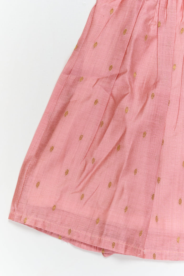 The Nesavu Girls Chanderi Frock Baby Girl Festive Frock for Birthdays and Special Events Nesavu Nesavu baby girl festive frock in viscose silk with butti design for birthdays and traditional functions