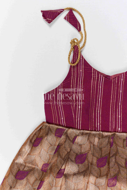 The Nesavu Tie-up Frock Baby Girl Festive Tie up Frock for Wedding Celebrations Nesavu Nesavu Baby Girl Tie Up Frock With Woven Semi Banaras Skirt For Festive Occasions