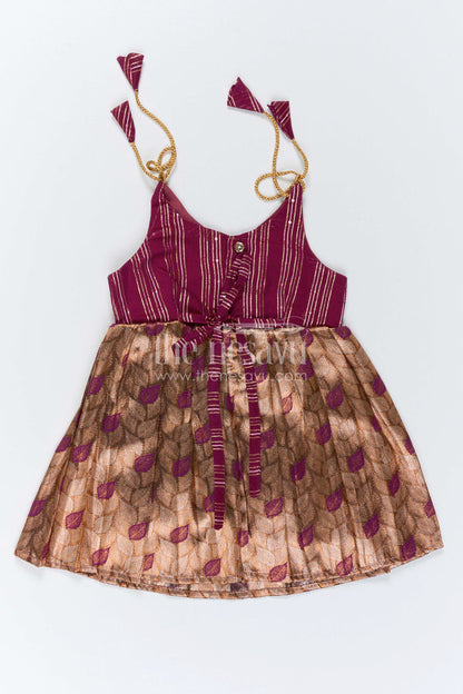 The Nesavu Tie-up Frock Baby Girl Festive Tie up Frock for Wedding Celebrations Nesavu Nesavu Baby Girl Tie Up Frock With Woven Semi Banaras Skirt For Festive Occasions