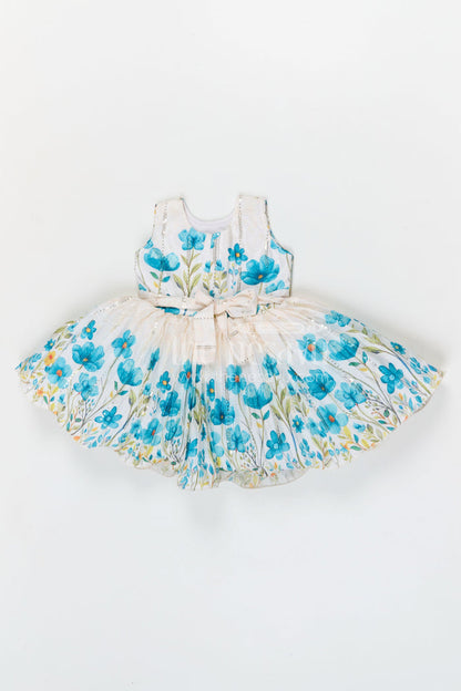 The Nesavu Silk Frock Baby Girl Floral Frock for Birthday Party and Festive Photos Nesavu Nesavu baby girl floral birthday party frock chinnon silk digital print festive dress for kids