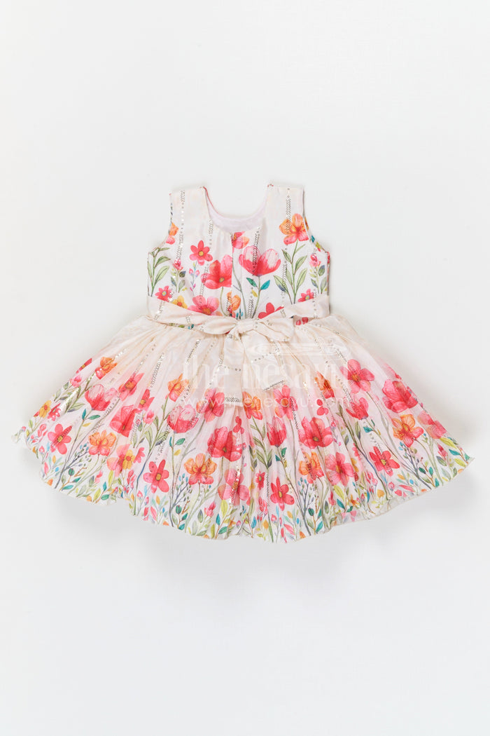 The Nesavu Silk Frock Baby Girl Floral Party Frock for Birthday and Photoshoot Nesavu Nesavu baby girl floral party frock for birthday photoshoot chinnon silk digital print kids dress