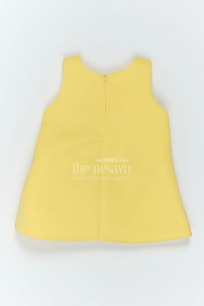 The Nesavu Girls Fancy Party Frock Baby Girl Flower Applique Dress for Birthday Outings and Family Parties Nesavu Nesavu Baby Girl Flower Applique Scuba Dress For Birthday Outings Family Parties And Milestone Moments