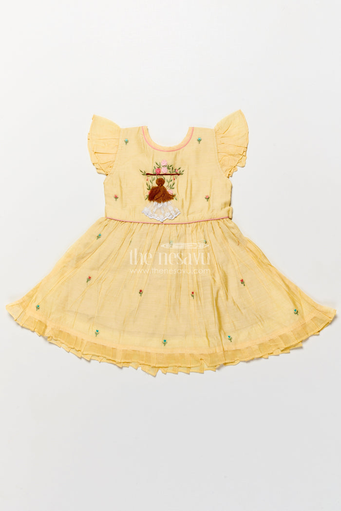 The Nesavu Girls Chanderi Frock Baby Girl Frock for Birthday and Festive Celebrations Nesavu Nesavu baby girl frock birthdays festive occasions cultural celebrations