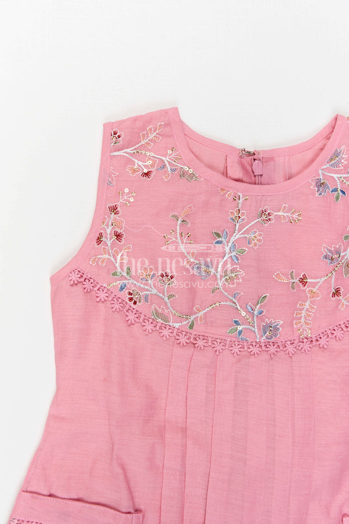 The Nesavu Girls Cotton Frock Baby Girl Frock for Birthday Party and Special Photoshoots Nesavu Nesavu Baby Girl Cotton Frock For Birthday Party And Photoshoots With Embroidered Flared Design