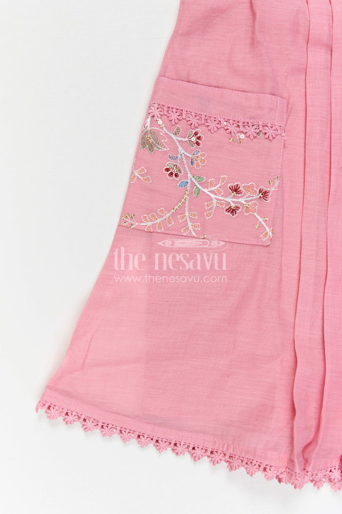 The Nesavu Girls Cotton Frock Baby Girl Frock for Birthday Party and Special Photoshoots Nesavu Nesavu Baby Girl Cotton Frock For Birthday Party And Photoshoots With Embroidered Flared Design