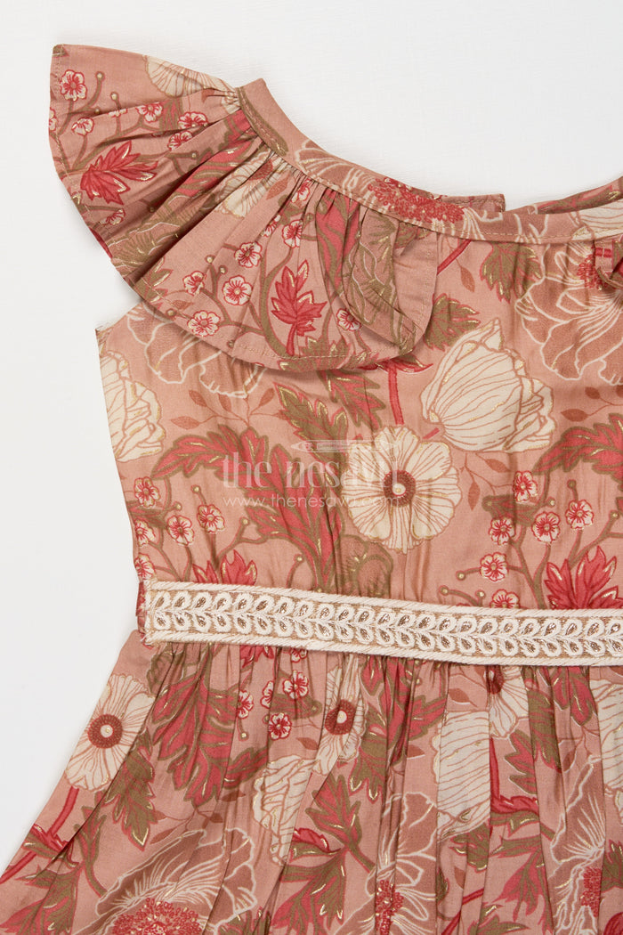 The Nesavu Girls Cotton Frock Baby Girl Frock for Casual Days and Playful Twirls Nesavu Nesavu baby girl cotton frock with floral print and lace detail for playful casual wear