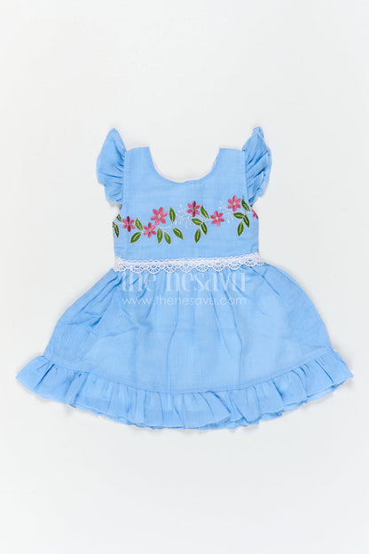 The Nesavu Baby Cotton Frocks Baby Girl Frock for Daily Wear and Playtime Comfort Nesavu Nesavu Baby Girl Cotton Frock For Daily Wear And Playtime With Floral Embroidery And Soft Frill Design