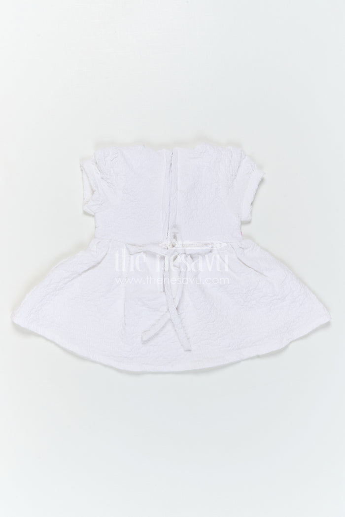The Nesavu Baby Frocks Baby Girl Frock for Everyday Outings and Playful Comfort Nesavu Nesavu Baby Girl Frock For Everyday Outings And Playtime With Popcorn Fabric And Floral Embellishment