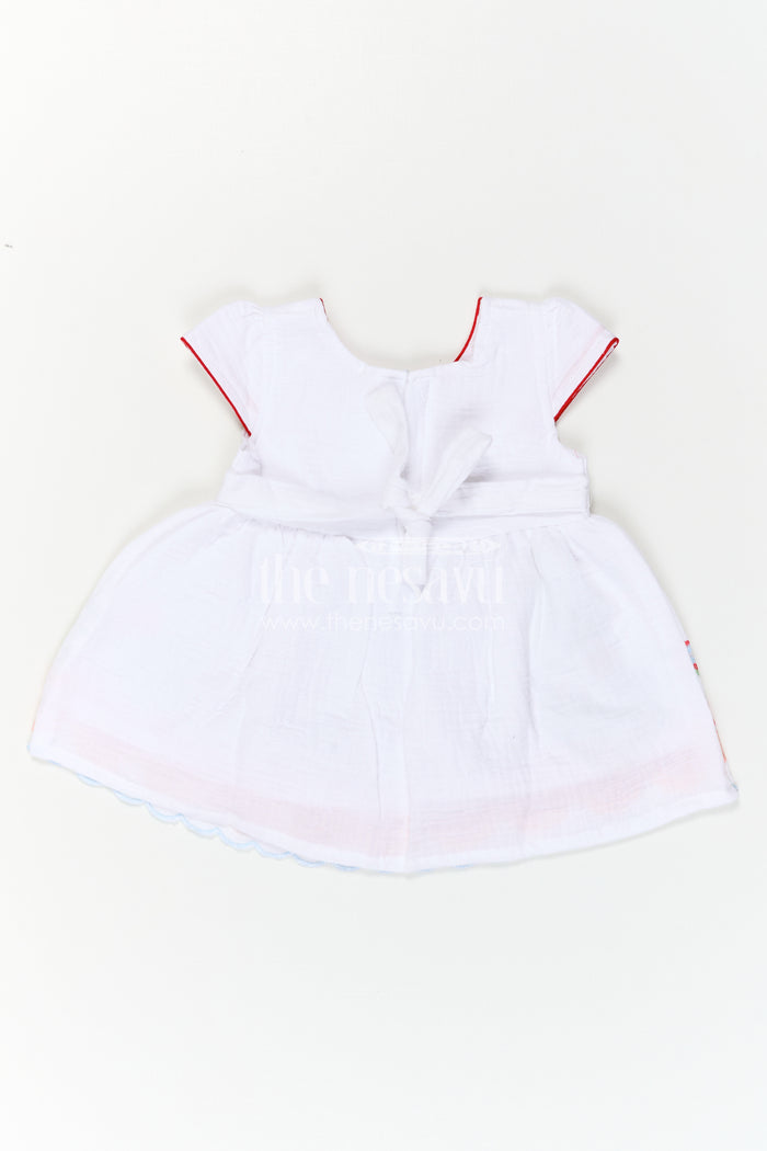 The Nesavu Baby Cotton Frocks Baby Girl Frock for Festive Gatherings and Milestone Celebrations Nesavu Nesavu Baby Girl Muslin Cotton Frock With Floral Embroidery For Festive Celebrations And Photos