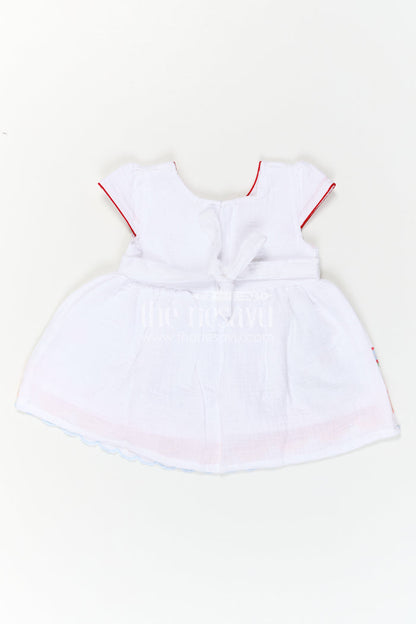 The Nesavu Baby Cotton Frocks Baby Girl Frock for Festive Gatherings and Milestone Celebrations Nesavu Nesavu Baby Girl Muslin Cotton Frock With Floral Embroidery For Festive Celebrations And Photos